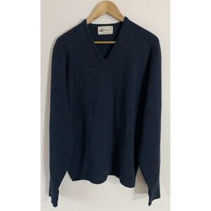 Vintage Warren Knit Wool Orlon Sweater Blue XL Blend Pullover Speckled 60s 70s